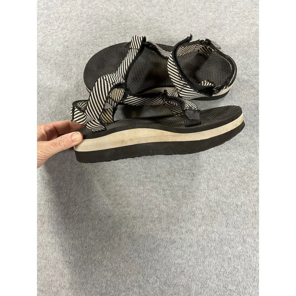 Teva Midform Universal Platform Sandals Black White Stripe Womens 8 S/N 1013111